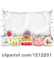 Poster, Art Print Of Birthday Party Animals Under A Banner Sign