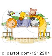 Poster, Art Print Of Blank Sign With Zoo Animals