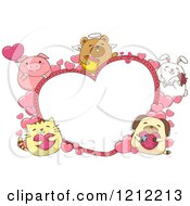 Poster, Art Print Of Heart Frame With Cute Chubby Animals
