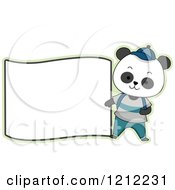 Poster, Art Print Of Male Student Panda With A Blank Label