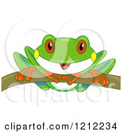 Cute Curious Tree Frog On A Branch