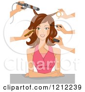 Poster, Art Print Of Beautiful Brunette Woman Getting A Makeover In A Salon