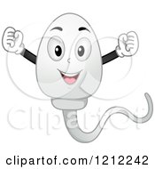 Cartoon Of A Happy Sperm Cheering In Victory Royalty Free Vector Clipart