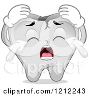 Cartoon Of A Cracked Tooth Crying Royalty Free Vector Clipart