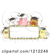 Cartoon Of A Frame With Graduation Animals And Confetti Royalty Free Vector Clipart by BNP Design Studio