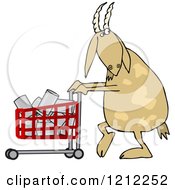 Poster, Art Print Of Goat Pushing A Shopping Cart Full Of Cans