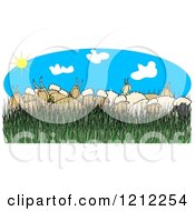 Poster, Art Print Of Flock Of Sheep And Goats In Tall Grass On A Sunny Day