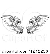 Clipart Of A Pair Of Black Feathered Wings Royalty Free Vector Illustration