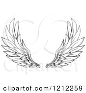 Clipart Of A Pair Of Black Feathered Wings 4 Royalty Free Vector Illustration