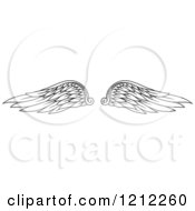 Clipart Of A Pair Of Black Feathered Wings 5 Royalty Free Vector Illustration