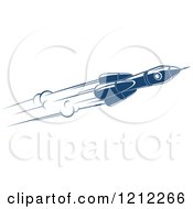 Clipart Of A Retro Blue Space Rocket Royalty Free Vector Illustration