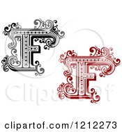 Poster, Art Print Of Black And White And Red Vintage Letter F