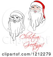 Clipart Of Christmas Greetings Text With Santas Royalty Free Vector Illustration
