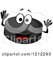 Clipart Of A Happy Hockey Puck Character Royalty Free Vector Illustration