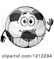 Clipart Of A Waving Soccer Ball Character Royalty Free Vector Illustration