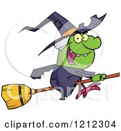 Poster, Art Print Of Halloween Witch Flying On A Broomstick