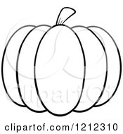 Cartoon Of A Black And White Outlined Pumpkin Royalty Free Vector Clipart