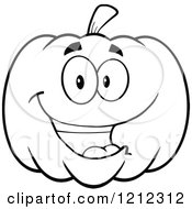 Cartoon Of An Outlined Happy Smiling Halloween Pumpkin Royalty Free Vector Clipart