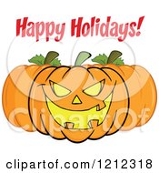 Poster, Art Print Of Happy Holidays Greeting Trio Of Halloween Pumpkins