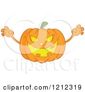 Poster, Art Print Of Halloween Jackolantern Pumpkin Reaching Out With Arms