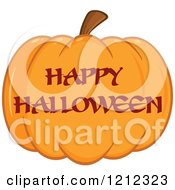 Poster, Art Print Of Happy Hallowen Greeting On A Pumpkin