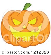 Cartoon Of A Grinning Evil Jackolantern Halloween Pumpkin Royalty Free Vector Clipart