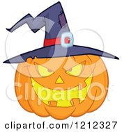 Poster, Art Print Of Halloween Jackolantern Pumkin Wearing A Witch Hat