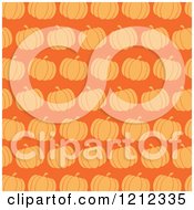 Clipart Of A Seamless Pattern Of Pumpkins Over Orange Royalty Free Vector Illustration