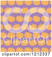Clipart Of A Seamless Pattern Of Orange Pumpkins Over Purple Royalty Free Vector Illustration