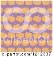 Poster, Art Print Of Seamless Pattern Of Orange Pumpkins Over Purple