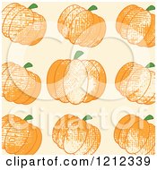 Clipart Of A Pattern Of Grungy Pumpkins Over Pastel Royalty Free Vector Illustration