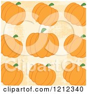 Clipart Of A Pattern Of Orange Pumpkins Over Grunge Royalty Free Vector Illustration