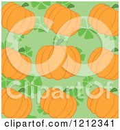 Clipart Of A Pattern Of Orange Pumpkins Over Green Royalty Free Vector Illustration
