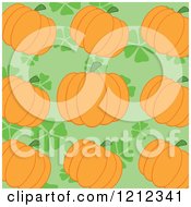 Poster, Art Print Of Pattern Of Orange Pumpkins Over Green