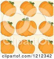 Clipart Of A Pattern Of Orange Pumpkins Over Pastel Royalty Free Vector Illustration