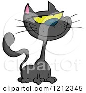 Cartoon Of A Black Halloween Cat Royalty Free Vector Clipart by Hit Toon