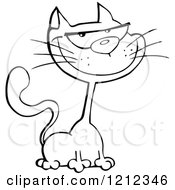 Cartoon Of An Outlined Halloween Cat Royalty Free Vector Clipart by Hit Toon