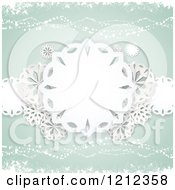 Poster, Art Print Of Paper Snowflakes And Waves Over Pastel Green