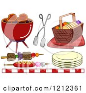 Poster, Art Print Of Bbq Grill And Picnic Items