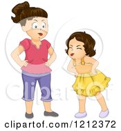 Cartoon Of Sisters Fighting And Sticking Their Tongues Out Royalty Free Vector Clipart