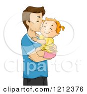Poster, Art Print Of Father Holding His Toddler Daughter And Kissing Her On The Cheek