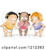Poster, Art Print Of Diverse Baby Girls Looking Down With Awe