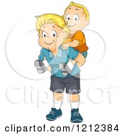 Poster, Art Print Of Big Brother Giving His Baby Brother A Piggy Back Ride
