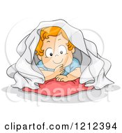 Toddler Boy Hiding Under A Blanket