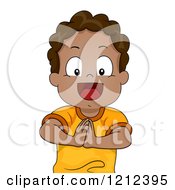 Poster, Art Print Of Happy Black Toddler Boy Holding His Hands Together