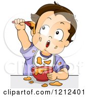 Poster, Art Print Of Baby Boy Making A Mess With His Food