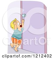Poster, Art Print Of Blond Toddler Boy Reaching For A Door Knob