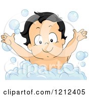 Poster, Art Print Of Happy Toddler Boy In A Bubble Bath