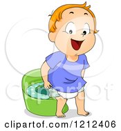 Poster, Art Print Of Boy Standing By A Potty Training Device