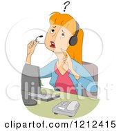 Poster, Art Print Of Confused Female Customer Service Call Center Representative